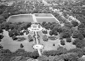 Aerial of Walnut Hill Reservoir. 